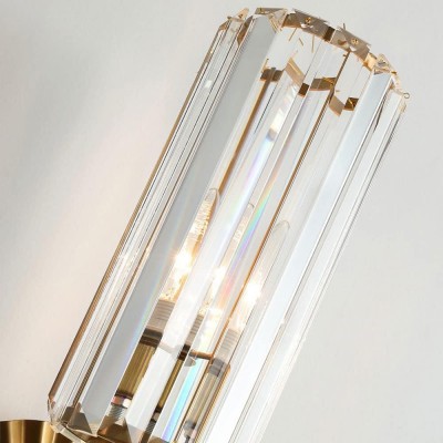 Solstice Brushed Brass Crystal Ribbed Glass Wall Sconce Solstice Brushed Brass Crystal Ribbed Glass Wall Sconce