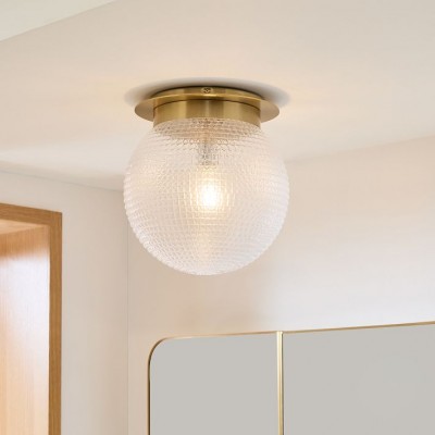 Pranika Modern Spherical Prismatic Pattern Flush Mount Ceiling Light Pranika Modern Spherical Prismatic Pattern Flush Mount Ceiling Light