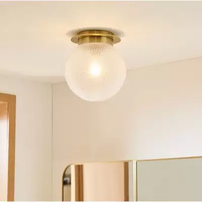 Pranika Modern Spherical Prismatic Pattern Flush Mount Ceiling Light Pranika Modern Spherical Prismatic Pattern Flush Mount Ceiling Light