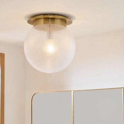 Pranika Modern Spherical Prismatic Pattern Flush Mount Ceiling Light Pranika Modern Spherical Prismatic Pattern Flush Mount Ceiling Light