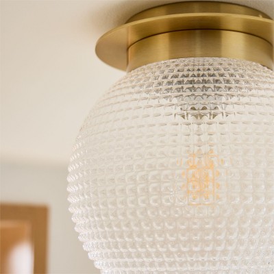 Pranika Modern Spherical Prismatic Pattern Flush Mount Ceiling Light Pranika Modern Spherical Prismatic Pattern Flush Mount Ceiling Light