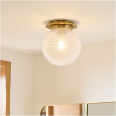 Pranika Modern Spherical Prismatic Pattern Flush Mount Ceiling Light Pranika Modern Spherical Prismatic Pattern Flush Mount Ceiling Light