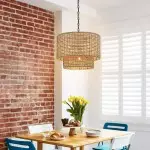 Harland Beachy Natural Rattan Double Drum Pendant Light