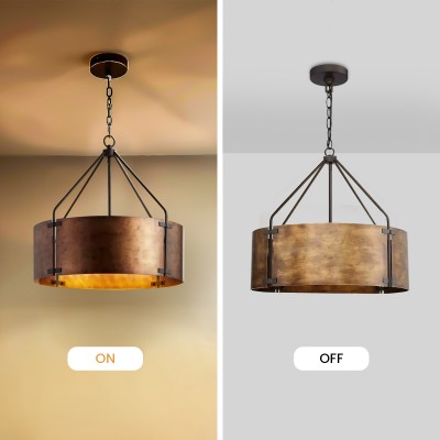 Ojaswi Rustic Bronze Industrial Pendant Light with Drum Shade Ojaswi Rustic Bronze Industrial Pendant Light with Drum Shade