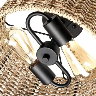 Lannister Coastal 2-Light Semi-Flush Mount Ceiling Light with Hand Woven Drum Shade for Bedroom Lannister Coastal 2-Light Semi-Flush Mount Ceiling Light with Hand Woven Drum Shade for Bedroom