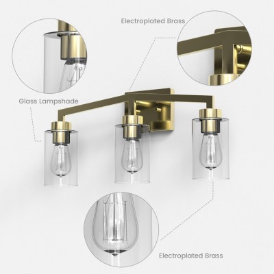 3-Light Industrial Cylindrical Brass Wall Sconce for Bedroom 3-Light Industrial Cylindrical Brass Wall Sconce for Bedroom