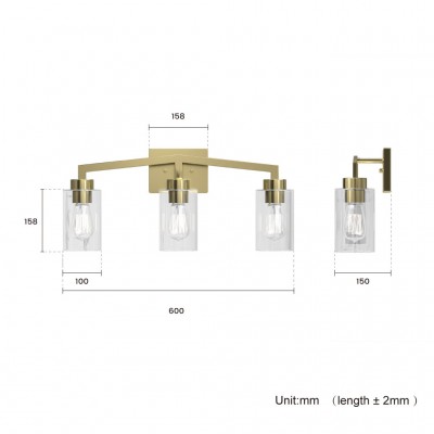 3-Light Industrial Cylindrical Brass Wall Sconce for Bedroom 3-Light Industrial Cylindrical Brass Wall Sconce for Bedroom