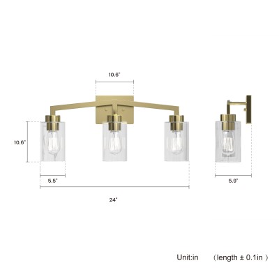 3-Light Industrial Cylindrical Brass Wall Sconce for Bedroom 3-Light Industrial Cylindrical Brass Wall Sconce for Bedroom