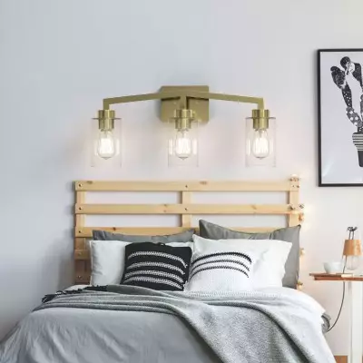 3-Light Industrial Cylindrical Brass Wall Sconce for Bedroom 3-Light Industrial Cylindrical Brass Wall Sconce for Bedroom