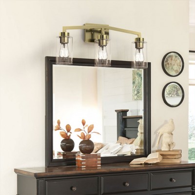 3-Light Industrial Cylindrical Brass Wall Sconce for Bedroom 3-Light Industrial Cylindrical Brass Wall Sconce for Bedroom