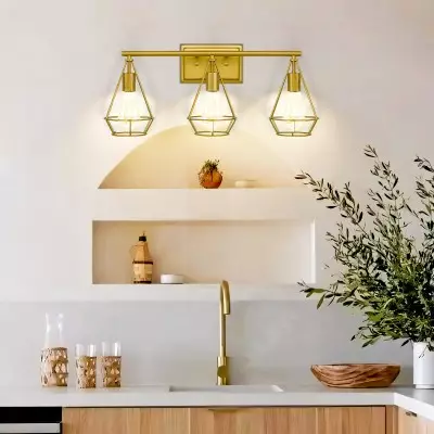 3-Light Vintage Industrial Design Gold Wall Light 3-Light Vintage Industrial Design Gold Wall Light