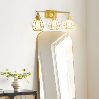 3-Light Vintage Industrial Design Gold Wall Light 3-Light Vintage Industrial Design Gold Wall Light
