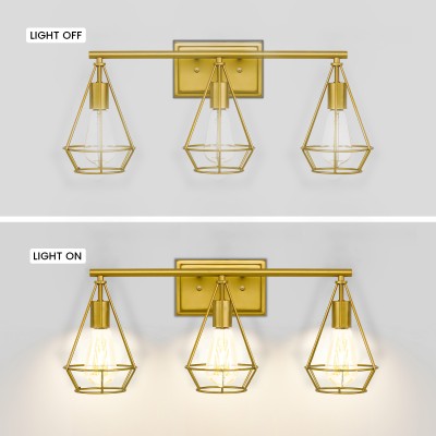 3-Light Vintage Industrial Design Gold Wall Light 3-Light Vintage Industrial Design Gold Wall Light