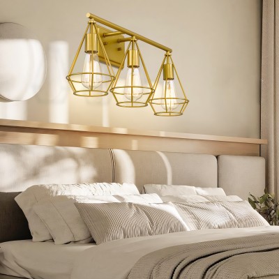 3-Light Vintage Industrial Design Gold Wall Light 3-Light Vintage Industrial Design Gold Wall Light