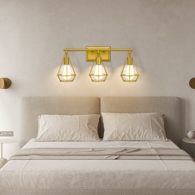3-Light Vintage Industrial Design Gold Wall Light 3-Light Vintage Industrial Design Gold Wall Light