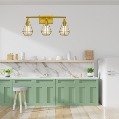 3-Light Vintage Industrial Design Gold Wall Light 3-Light Vintage Industrial Design Gold Wall Light