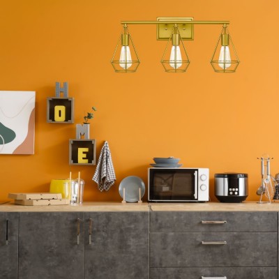 3-Light Vintage Industrial Design Gold Wall Light 3-Light Vintage Industrial Design Gold Wall Light