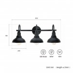 Vintage 3 Lights Black Iron Vanity Light For Bedroom