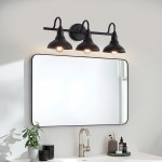 Vintage 3 Lights Black Iron Vanity Light For Bedroom