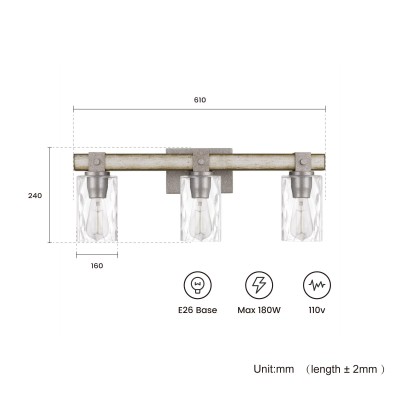 Arian Wash Wood Cylindrical Glass Industrial Wall Lamp Arian Wash Wood Cylindrical Glass Industrial Wall Lamp