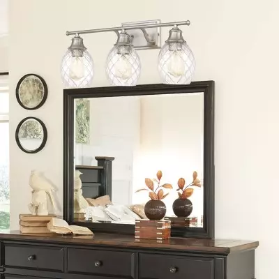 Modern Farmhouse Brushed Nickel Glass Wall Light Modern Farmhouse Brushed Nickel Glass Wall Light