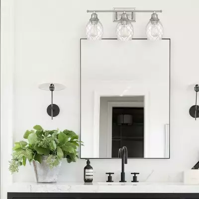 Modern Farmhouse Brushed Nickel Glass Wall Light Modern Farmhouse Brushed Nickel Glass Wall Light