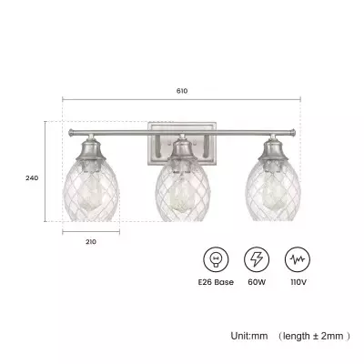 Modern Farmhouse Brushed Nickel Glass Wall Light Modern Farmhouse Brushed Nickel Glass Wall Light