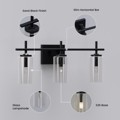 3 Lights Black Bathroom Vanity Light 3 Lights Black Bathroom Vanity Light