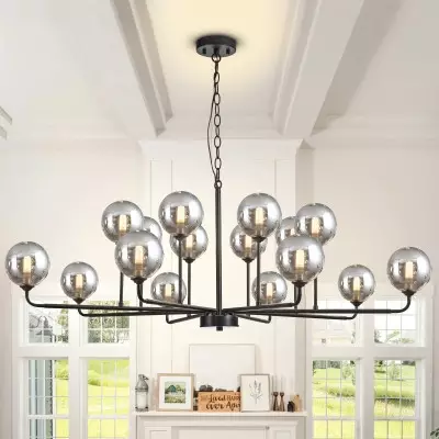 Lysandra 16 Heads Smoke Gray Bubble Chandelier Lysandra 16 Heads Smoke Gray Bubble Chandelier