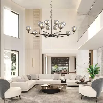 Lysandra 16 Heads Smoke Gray Bubble Chandelier Lysandra 16 Heads Smoke Gray Bubble Chandelier