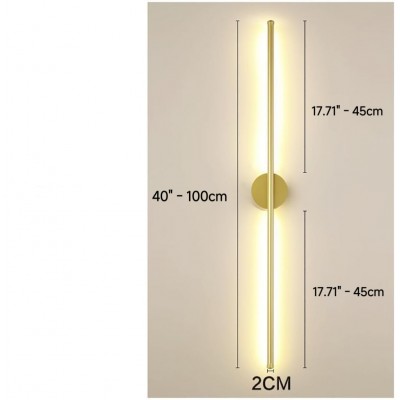 Ozoo Modern 40 in. 2-Light Gold LED Wall Sconce with Dimmable Ozoo Modern 40 in. 2-Light Gold LED Wall Sconce with Dimmable