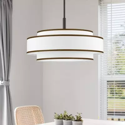 Luminara Farmhouse Fabric Drum Chandelier Luminara Farmhouse Fabric Drum Chandelier