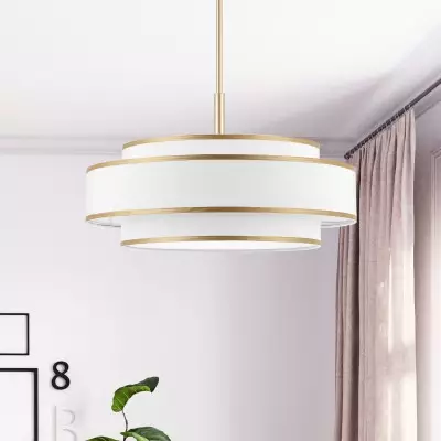 Luminara Farmhouse Fabric Drum Chandelier
