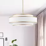 Luminara Farmhouse Fabric Drum Chandelier