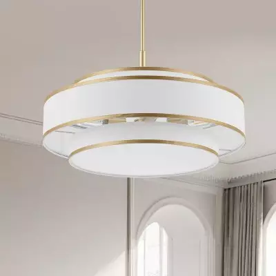 Luminara Farmhouse Fabric Drum Chandelier