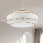 Luminara Farmhouse Fabric Drum Chandelier