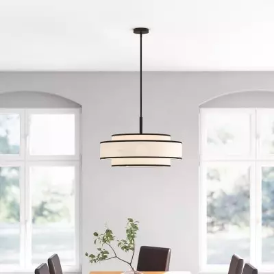Luminara Farmhouse Fabric Drum Chandelier