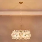 AuroraLux Gold-leaf Round Glass Chandelier