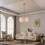 AuroraLux Gold-leaf Round Glass Chandelier