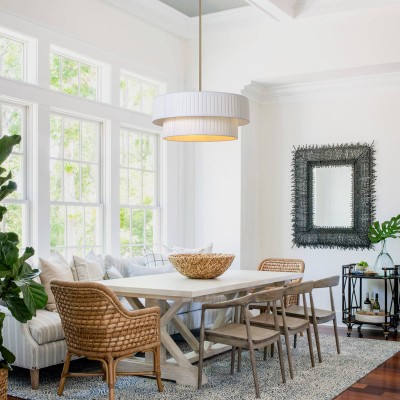 Elaraine Pleated Fabric Circular Drum Shade Chandelier Elaraine Pleated Fabric Circular Drum Shade Chandelier