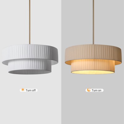 Elaraine Pleated Fabric Circular Drum Shade Chandelier Elaraine Pleated Fabric Circular Drum Shade Chandelier