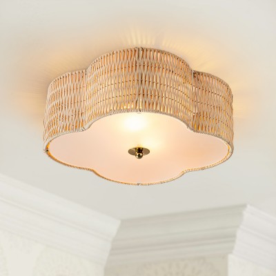 Zardo Coastal Boho Style Rattan Lamp Shade Flush Mount Ceiling Light Zardo Coastal Boho Style Rattan Lamp Shade Flush Mount Ceiling Light