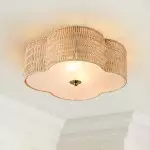 Zardo Coastal Boho Style Rattan Lamp Shade Flush Mount Ceiling Light Zardo Coastal Boho Style Rattan Lamp Shade Flush Mount Ceiling Light