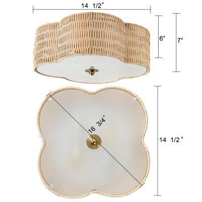Zardo Coastal Boho Style Rattan Lamp Shade Flush Mount Ceiling Light Zardo Coastal Boho Style Rattan Lamp Shade Flush Mount Ceiling Light