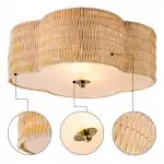 Zardo Coastal Boho Style Rattan Lamp Shade Flush Mount Ceiling Light Zardo Coastal Boho Style Rattan Lamp Shade Flush Mount Ceiling Light