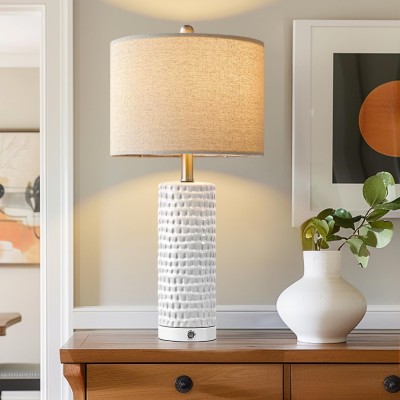 Xylon 3-Way Dimmable White Ceramic Touch Lamp With Usb Port Xylon 3-Way Dimmable White Ceramic Touch Lamp With Usb Port