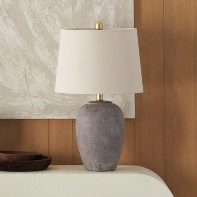 Ulysse Rustic Ceramic Pot Table Lamp With Drum Shade
