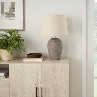 Ulysse Rustic Ceramic Pot Table Lamp With Drum Shade