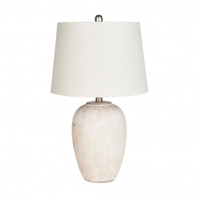 Ulysse Rustic Ceramic Pot Table Lamp With Drum Shade