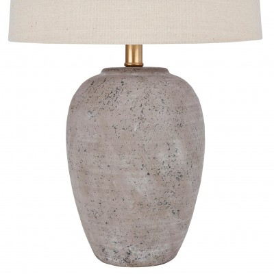 Ulysse Rustic Ceramic Pot Table Lamp With Drum Shade
